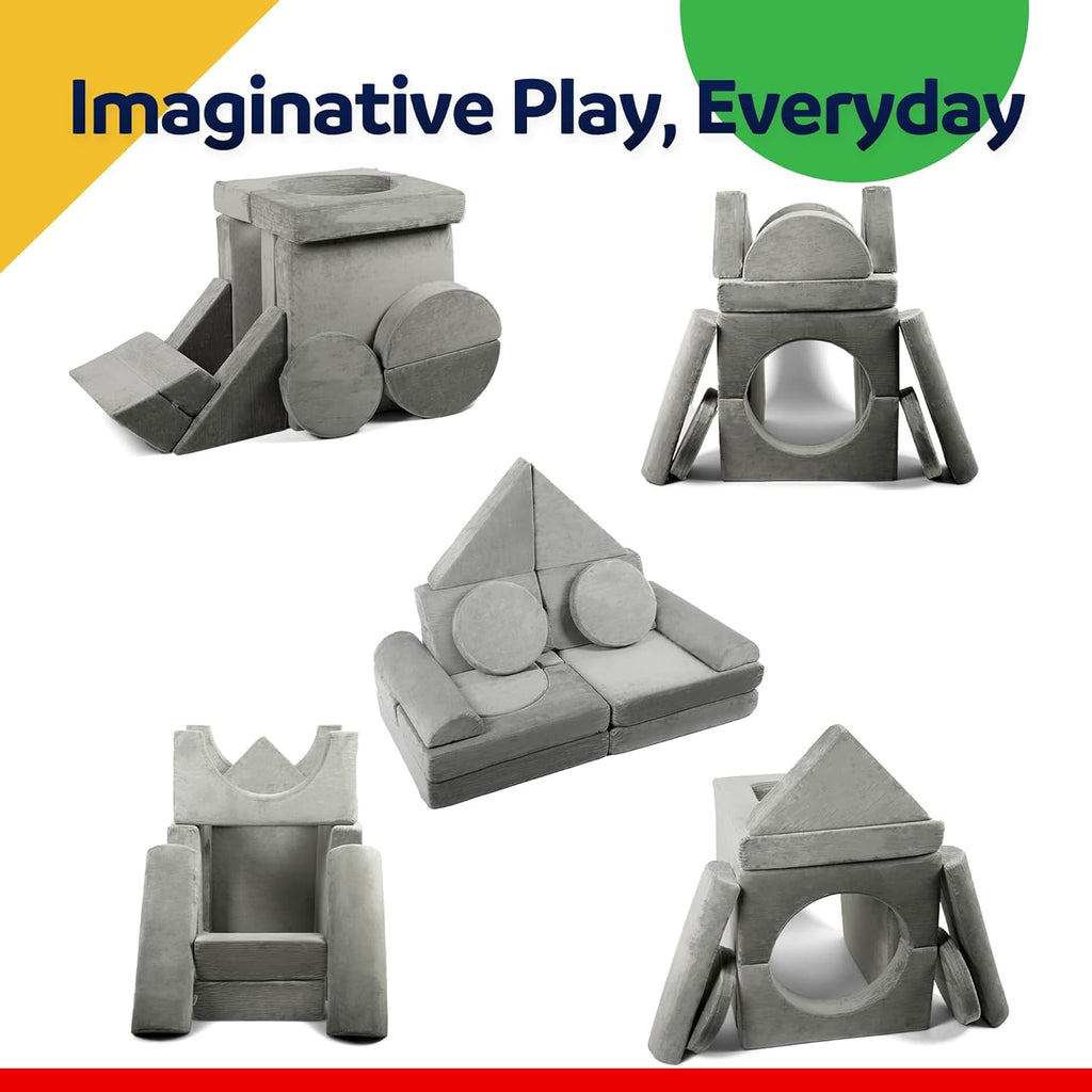 15 Pieces Buildable Plush Play Couch Panels with Ball Pit Square C7168