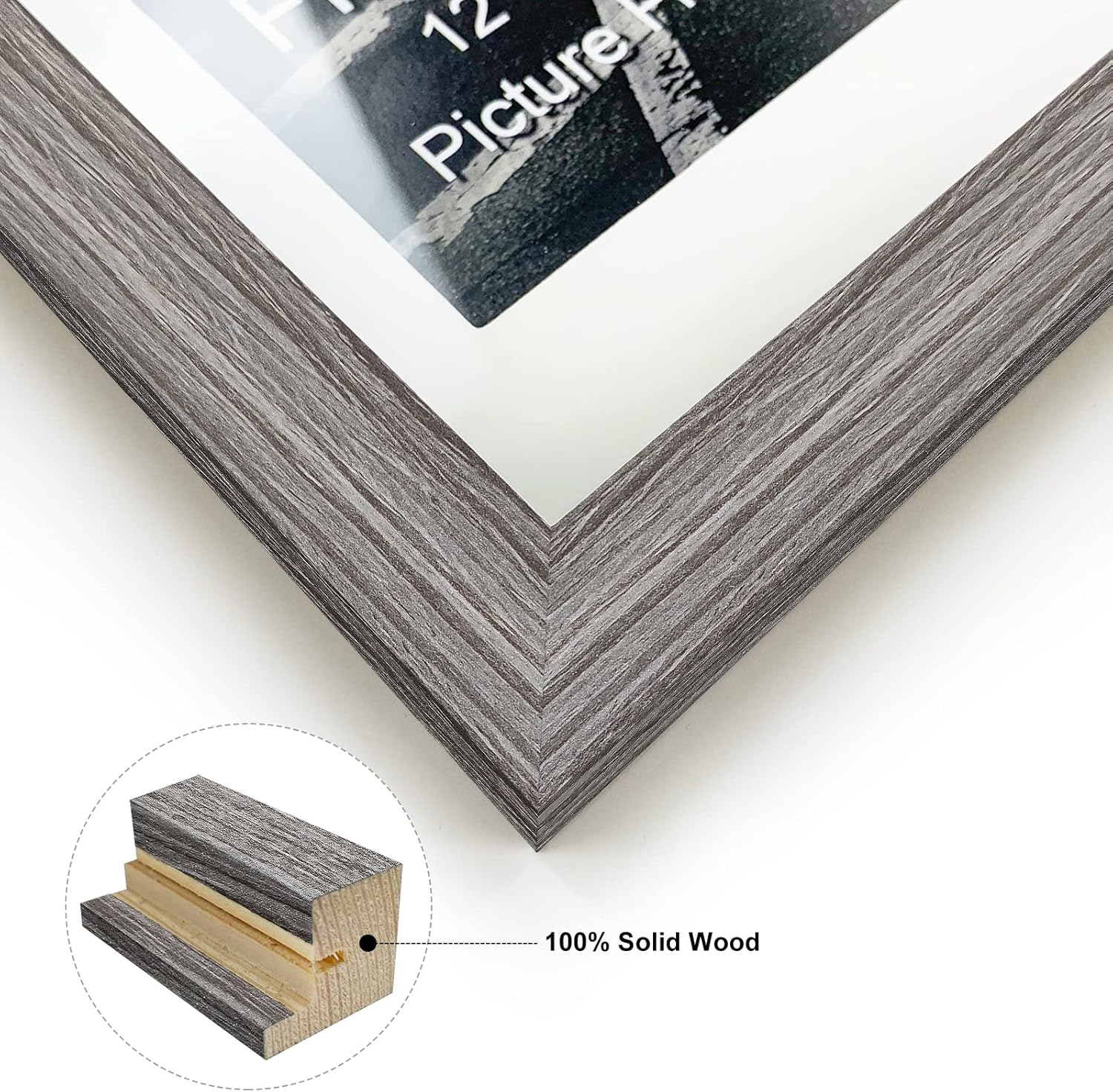 12x16 Solid Wood Picture Frame, Gray Y672