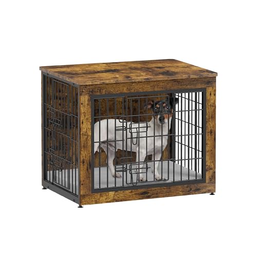 Grey 27" Wooden Dog Crate with Double Doors G613