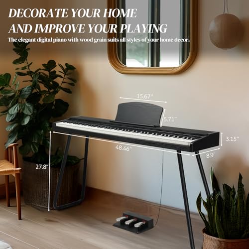 88 Key Full Size Digital Piano with Bench and 3 Pedal Unit (Black) S763