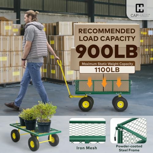 Metal Black Garden Cart with 10" Flat-Free Tires E682