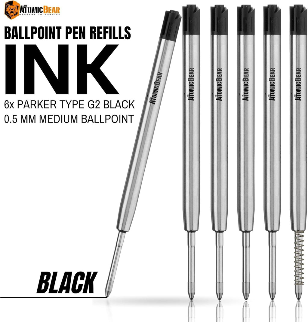 6 Pack Black Ink Medium Flow Refill Cartridges for Ballpoint Pens P557