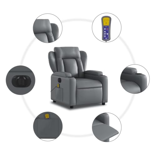 Gray Faux Leather Electric Massage Recliner Chair W80774