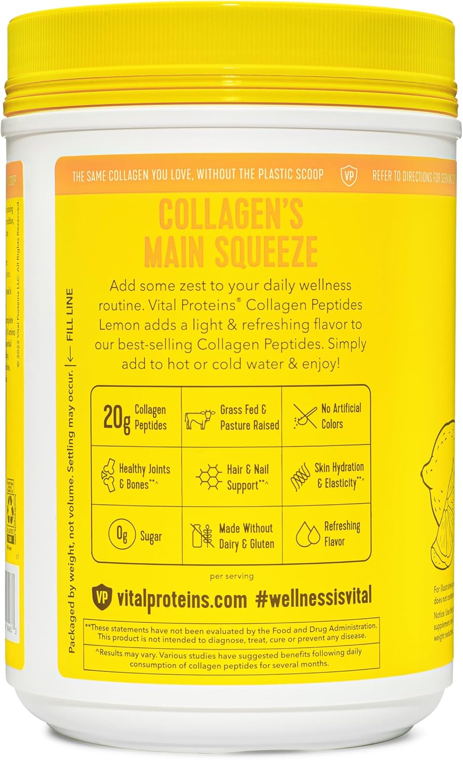 Lemon Collagen Peptides Powder 26.5 Ounce J28720
