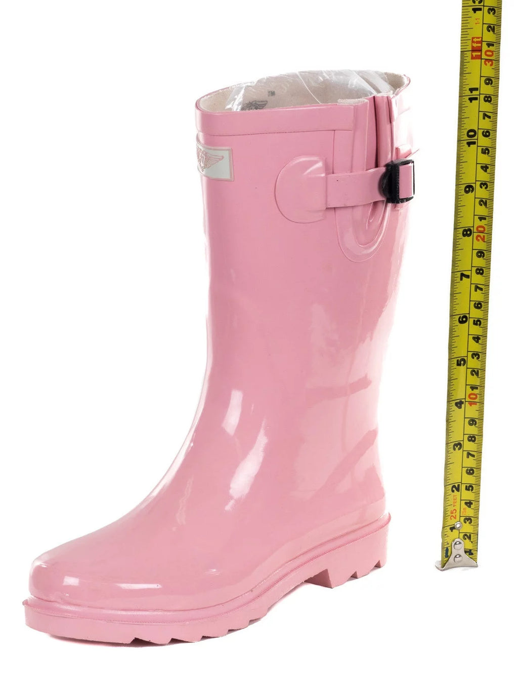 Pink Rubber 11-inch Mid-calf Rain Boots W7681