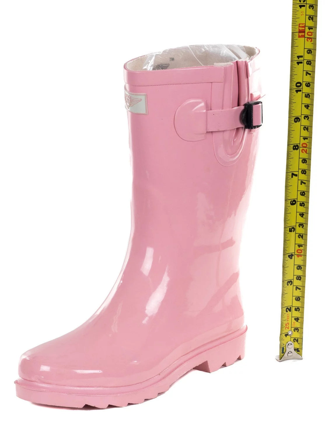 Pink Rubber 11-inch Mid-calf Rain Boots W7681