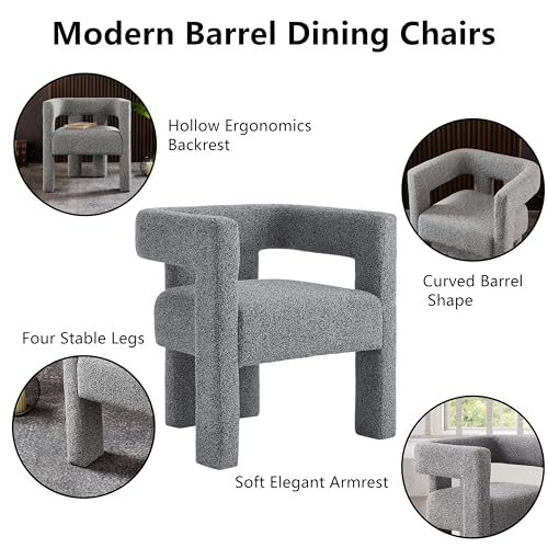 Blue Black Fabric Boucle Barrel Chair E91830