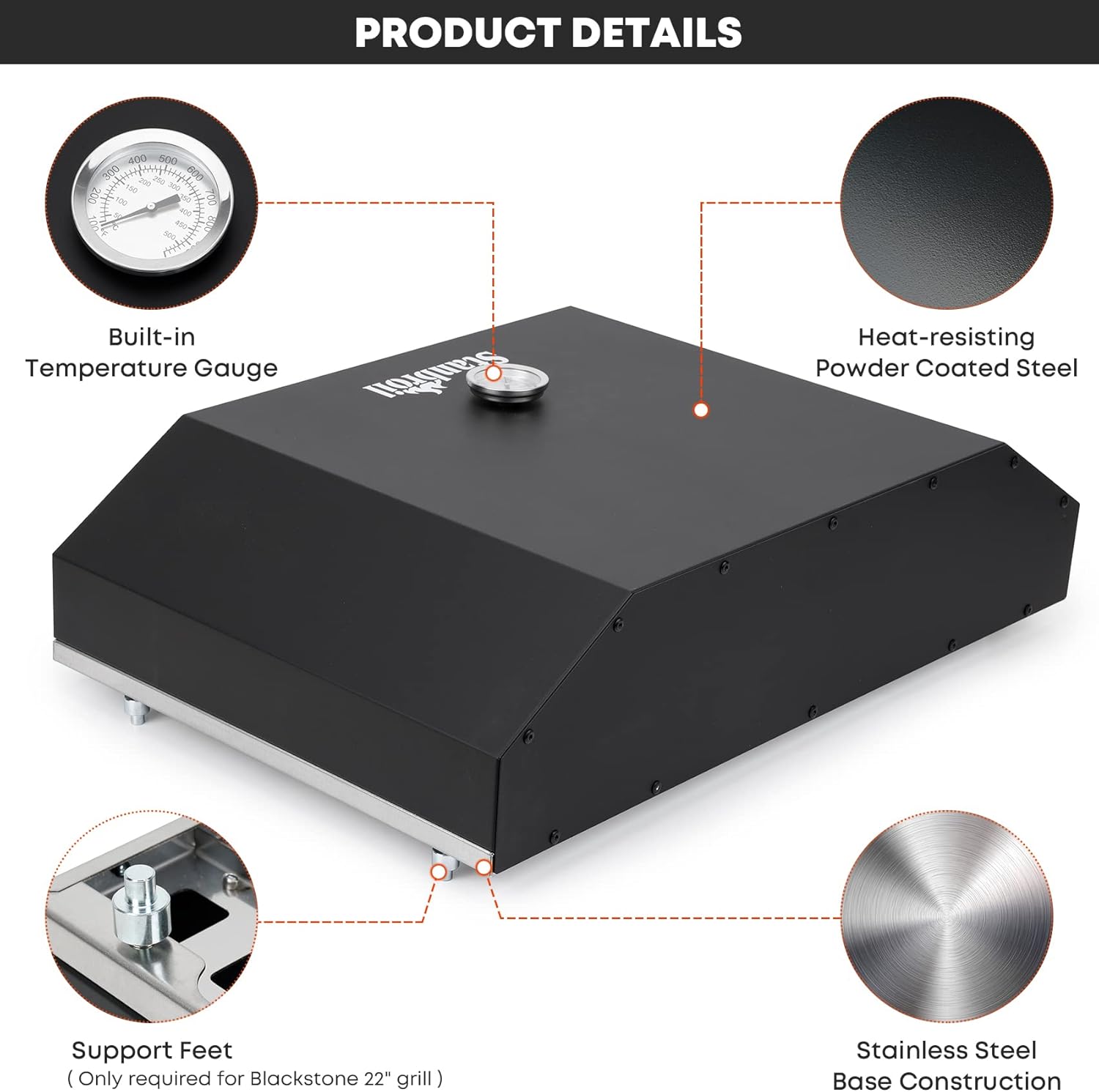 Outdoor Pizza Oven with Temperature Gauge, 17.3 in. x 12 in. Pizza Stone Y77167