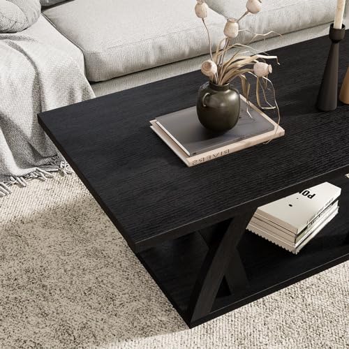 Dark Brown Wood Coffee Table with Shelf D59076