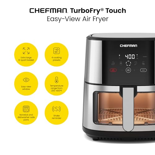 XL 8-Qt Air Fryer, Stainless Steel, Nonstick Q995