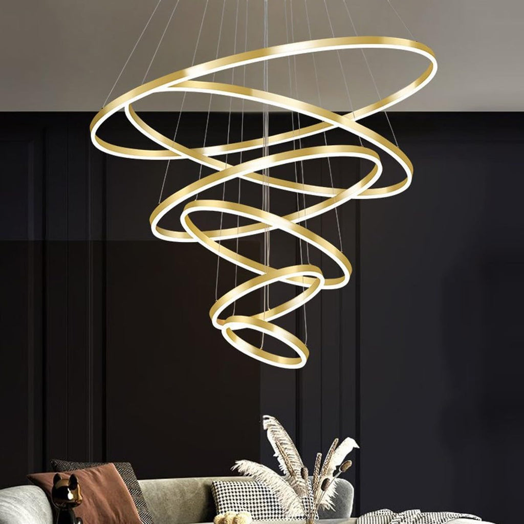6 Rings Gold LED Chandelier with Remote Control K88675