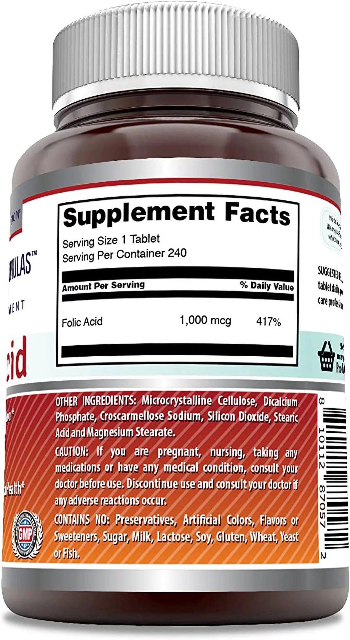 Folic Acid 1000 mcg 240 Tablets Supplement Pack of 3 N90689