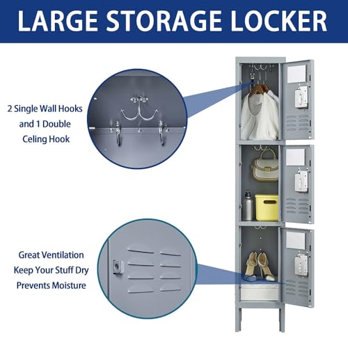Grey 6 Door Locking Metal Storage Cabinet, 72in I844551