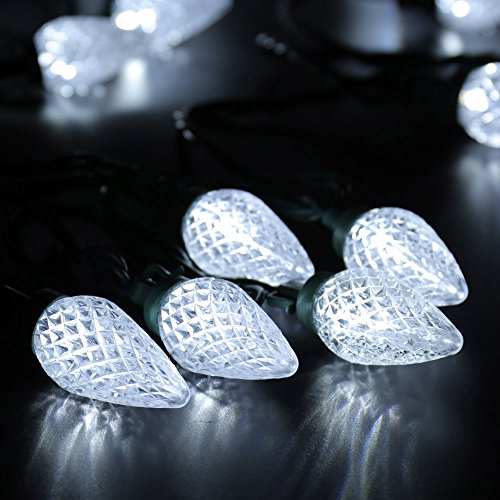 Cool White 16FT 25 LED Faceted Christmas Lights B956