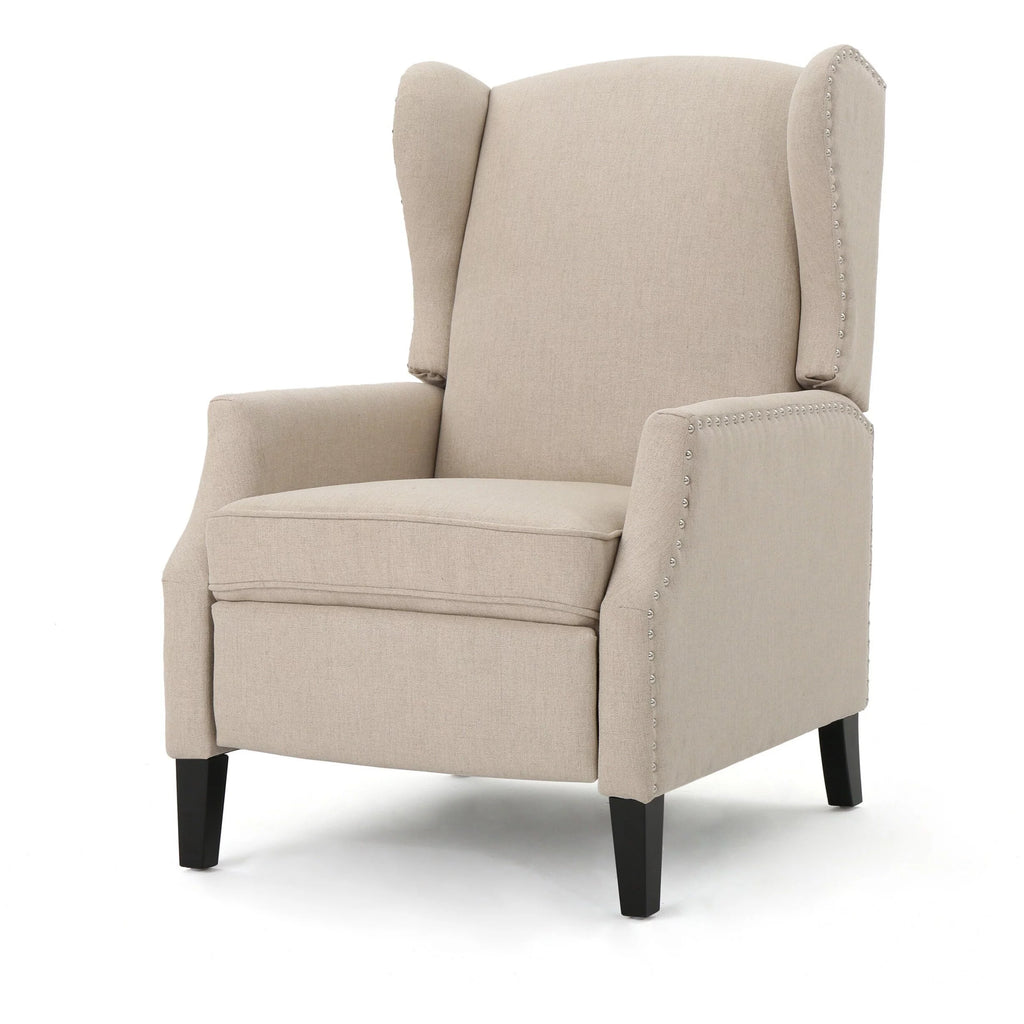 Taupe Tweed Wingback Pushback Recliner W141694