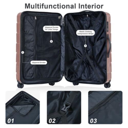 Purple Hard Shell 3 Piece Luggage Set with TSA Lock V89987