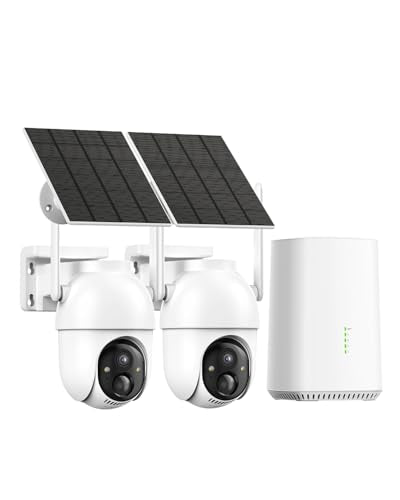 2 Cam Kit Solar Powered 2K Color Night Vision Security Cameras R348