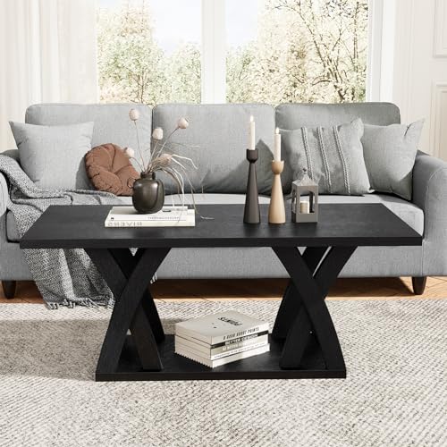 Dark Brown Wood Coffee Table with Shelf D59076