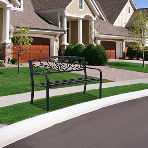 Metal Patio Bench with Steel Frame Y789