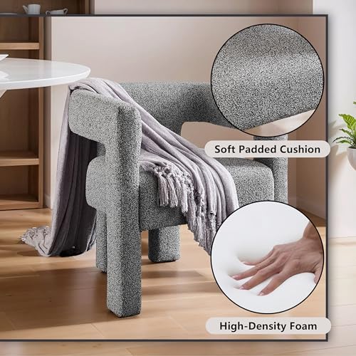 Blue Black Fabric Boucle Barrel Chair E91830