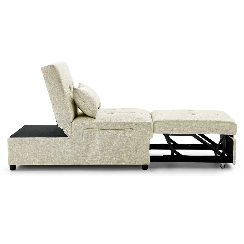 Beige Folding Sofa Bed Chair with Storage Bag V990626