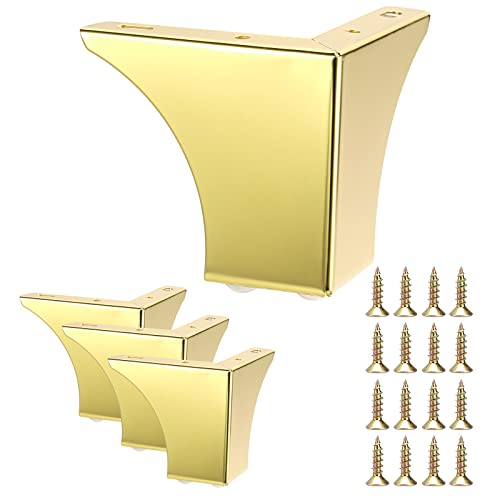 4Pcs 10CM/4 Inch Metal Furniture Sofa Cabinet Legs with Mounting Screws, Silver Q682870