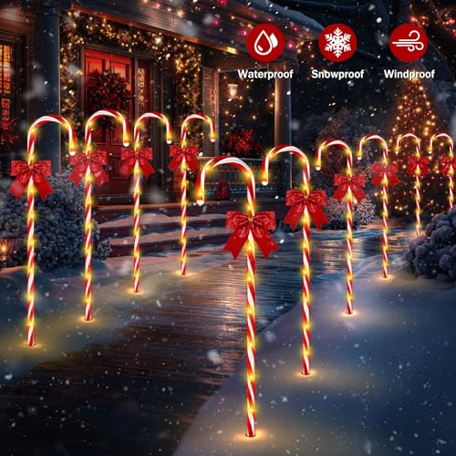 24PCS 240LED Solar Candy Cane Pathway Lights O28090