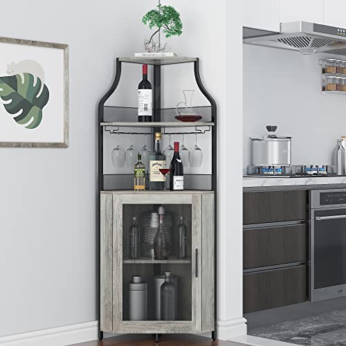 Black Corner Bar Cabinet with Detachable Wine Rack S26949