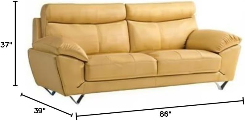 Yellow Italian Leather Sofa P113813