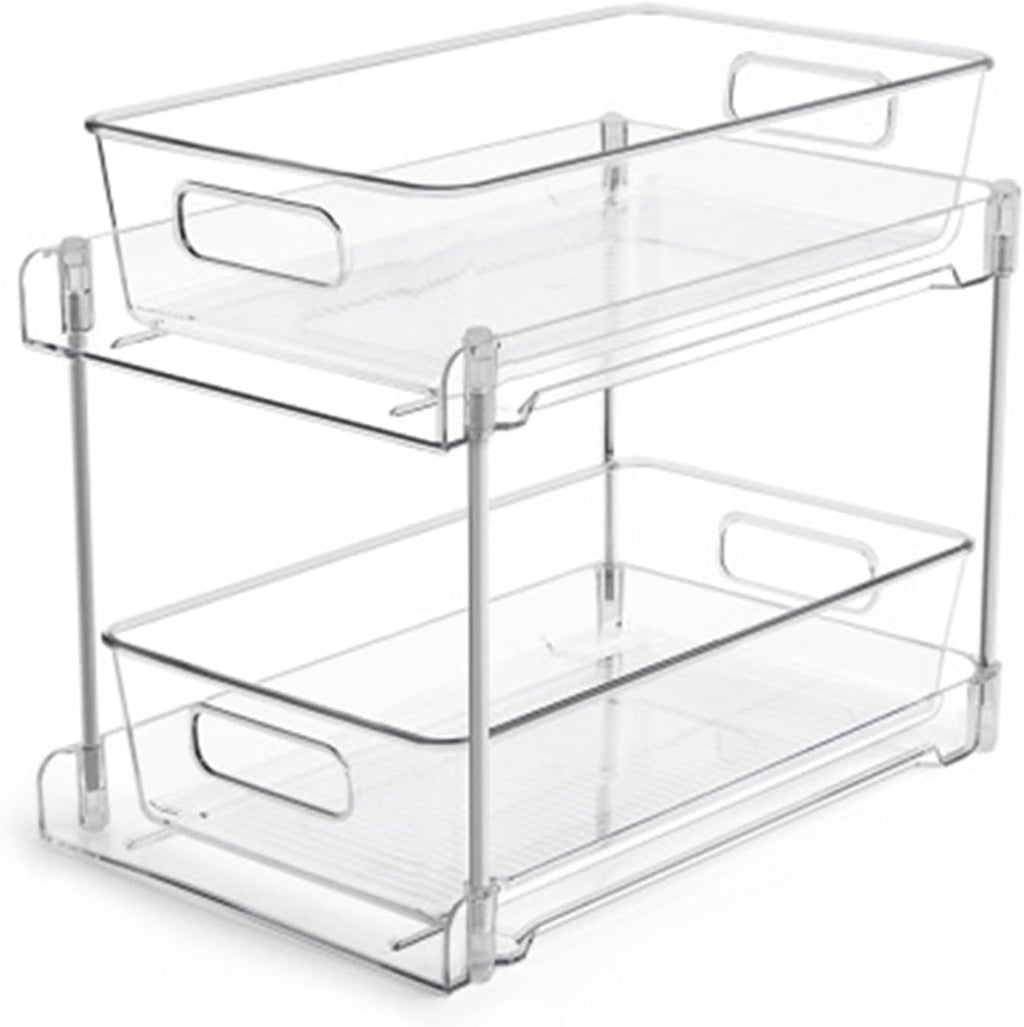 2Tier Clear Under Sink Organizer Storage Slide-Out Cabinet Rack E864641