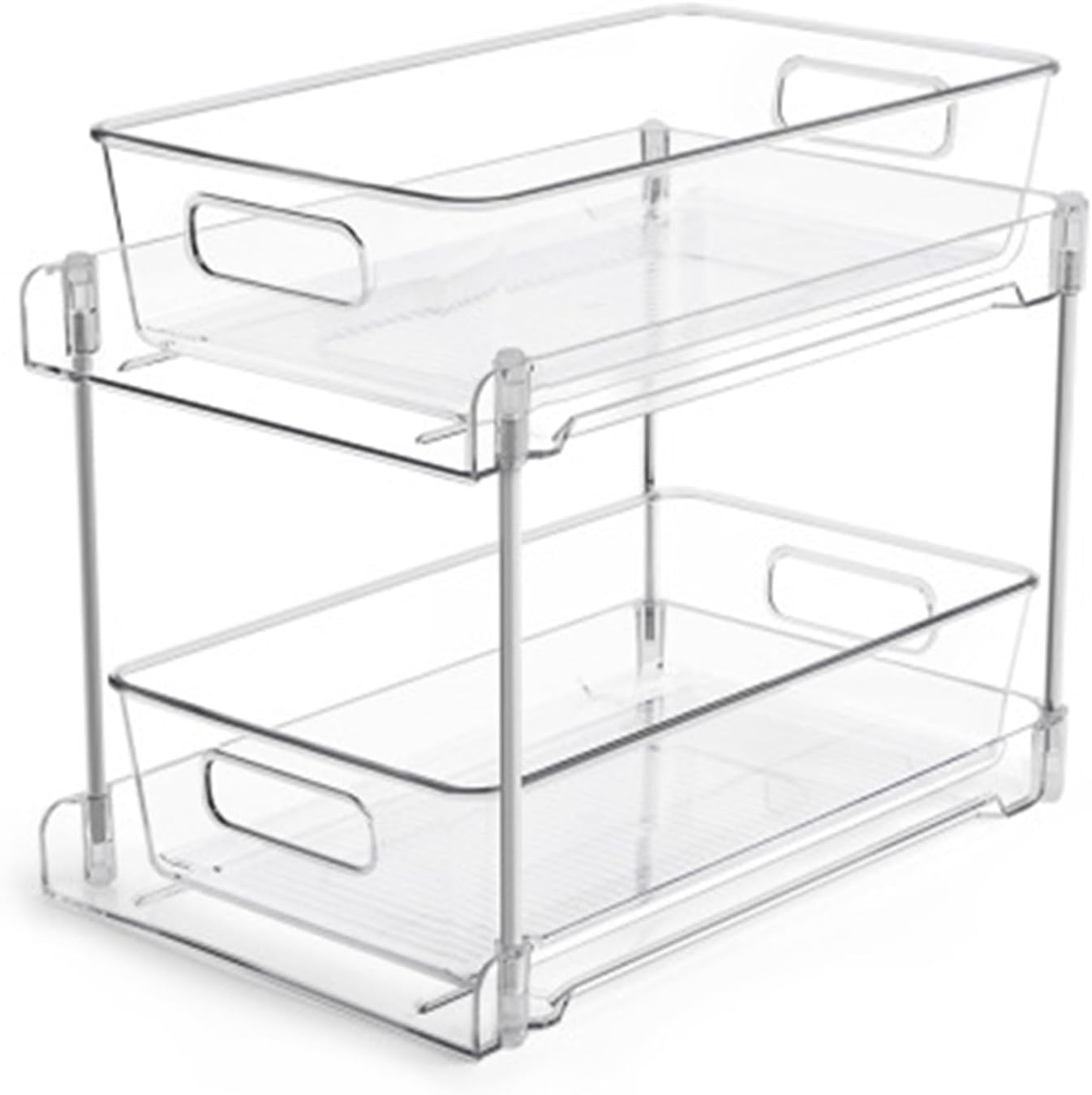2Tier Clear Under Sink Organizer Storage Slide-Out Cabinet Rack E864641