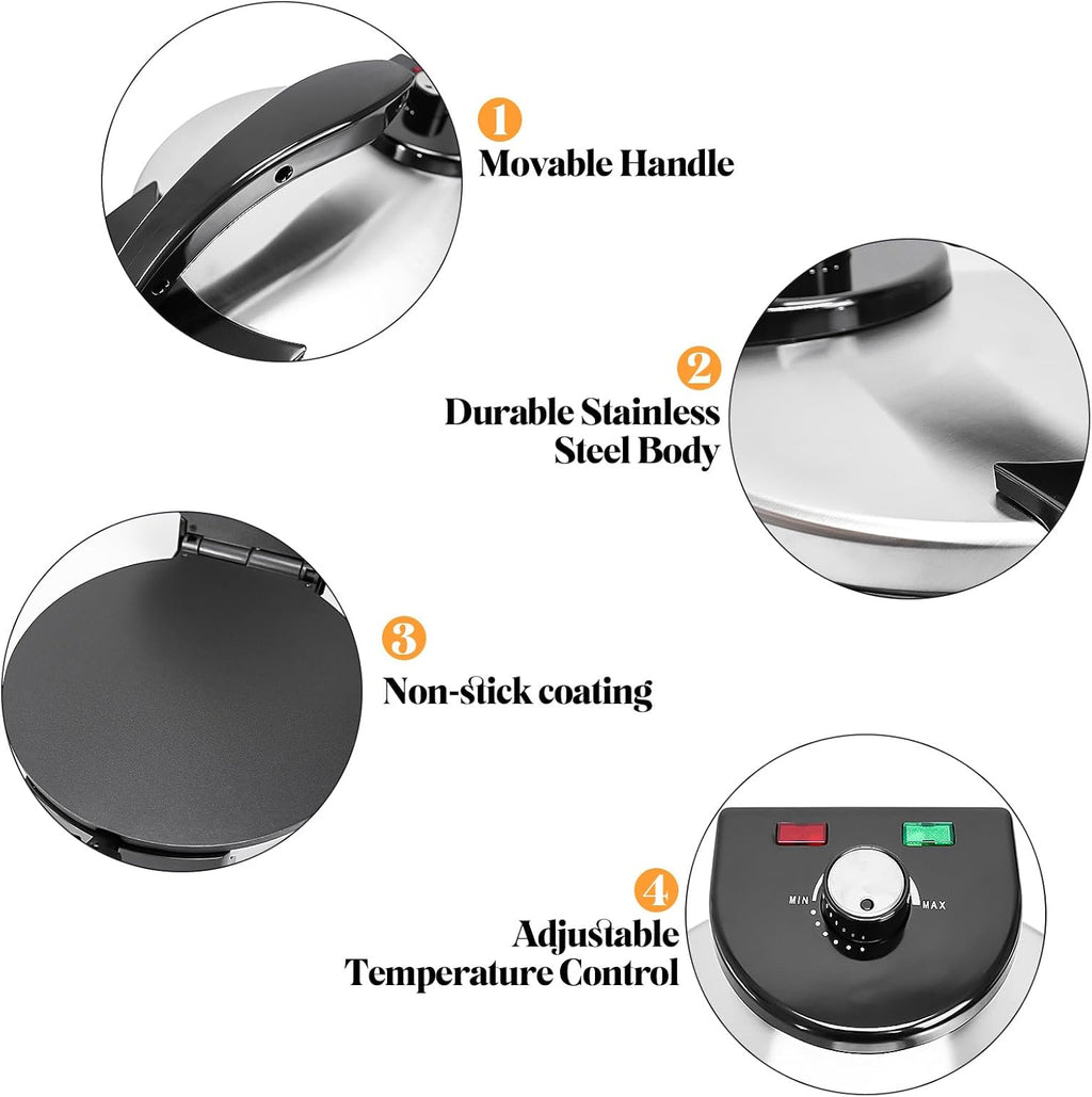 Non-Stick Electric Tortilla Press Roti Maker 10inch P38430