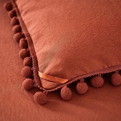 King Size 7 Pieces Terracotta Burnt Orange Comforter Set J43003