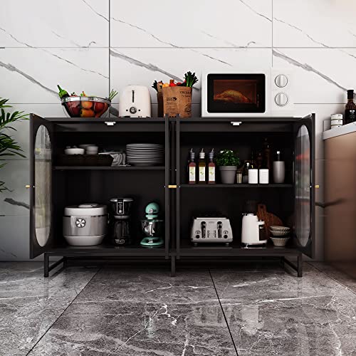 Natural Accent Storage Cabinet with Glass Doors and Adjustable Shelves U63148