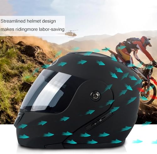 Motorcycle Bluetooth Modular Helmet Full Face Flip Up Anti-Fog Double Visor Helmet Built-in Dual Speaker with Microphone DOT/ECE Approved B769719