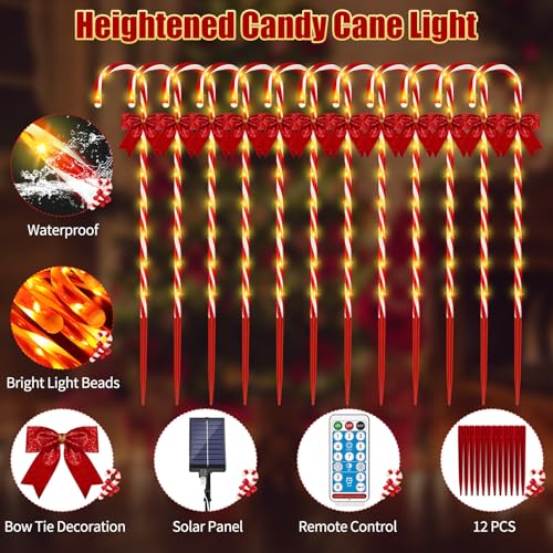 24PCS 240LED Solar Candy Cane Pathway Lights O28090