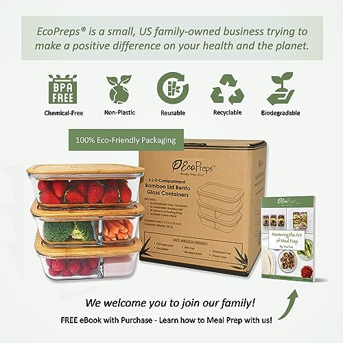 3 Pack Glass Meal Prep Containers with Bamboo Lids L7280