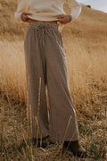 Brown Gingham Wide Leg Pants N24382
