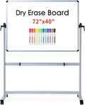 Double-Sided Magnetic Mobile Whiteboard 72 x 40 Inches with Aluminium Frame and Stand P47886