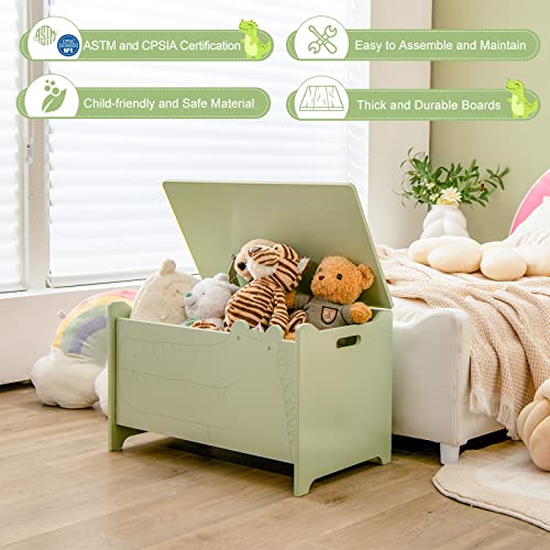 White Wooden Toy Box with Safety Hinge N87929