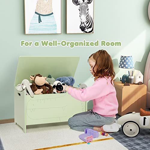 White Wooden Toy Box with Safety Hinge N87929