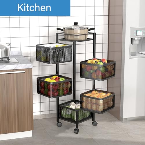 5 Tier Black Rolling Storage Cart K219372