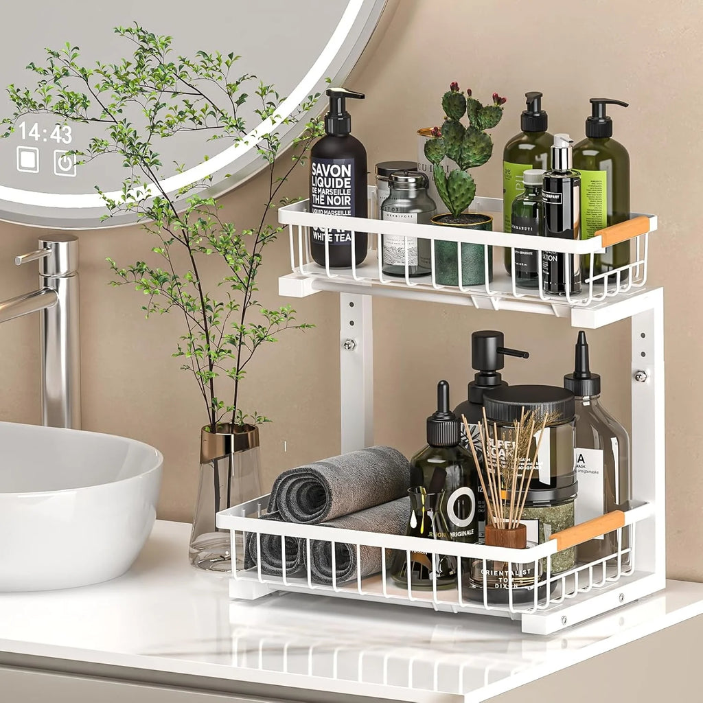 White 2 Pack 2 Tier Slide Out Under Sink Organizer X188532