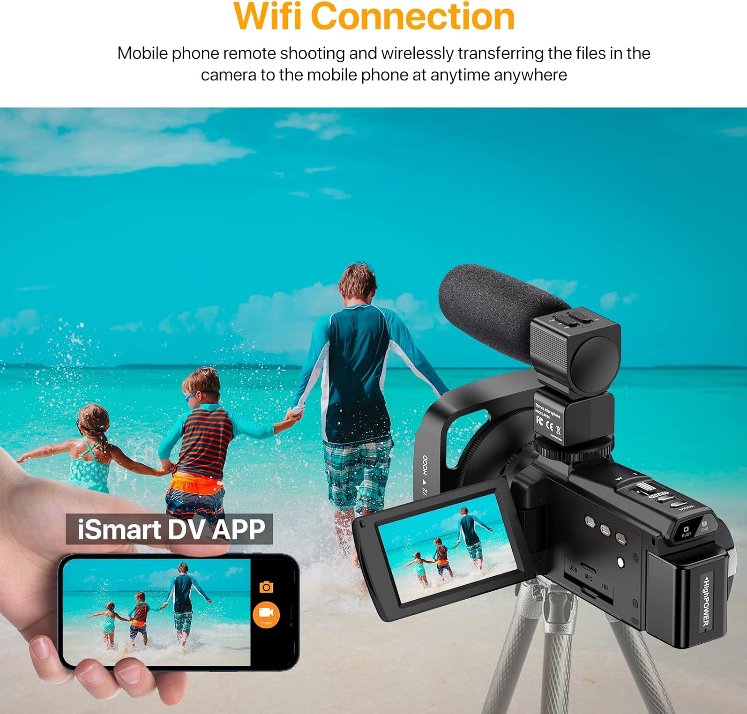 4K 48MP 60FPS Ultra HD Video Camera with Microphone 6-Axis Anti-Shake IR Night Vision Recorder N2631