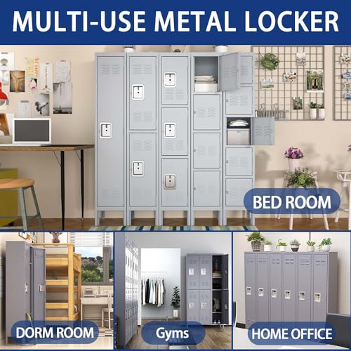 Grey 6 Door Locking Metal Storage Cabinet, 72in I844551