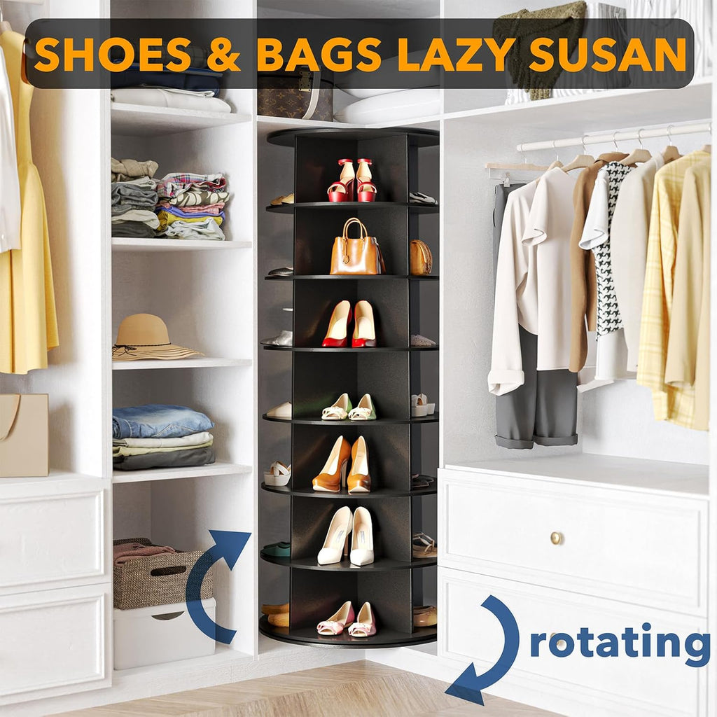 7 Tier Black Rotating Shoe Rack H68196