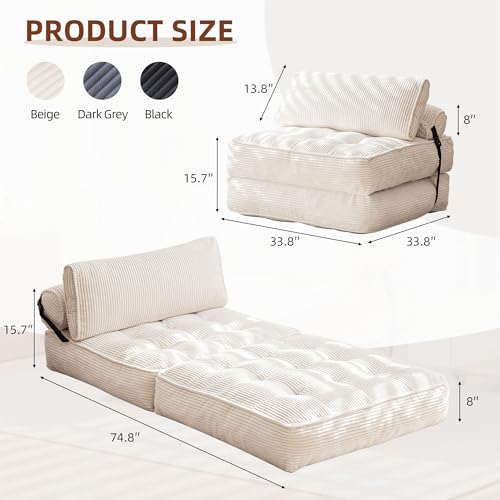 Grayish Blue Folding Sofa Bed with Corduroy Fabric Q995574