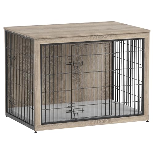 Grey 27" Wooden Dog Crate with Double Doors G613