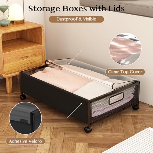 2 Pack Under Bed Storage Containers with Wheels and Lid C291443