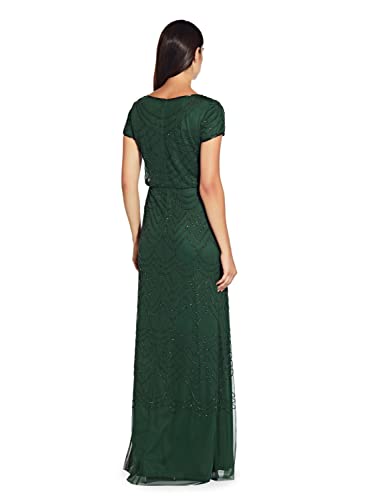 Short Sleeve Blouson Beaded Gown R8616